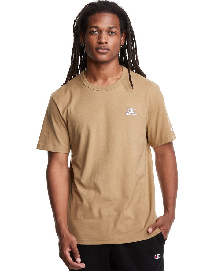 Champion T-Shirt Heren - Khaki - Lightweight C Logo Applique ( 129358-HGZ )